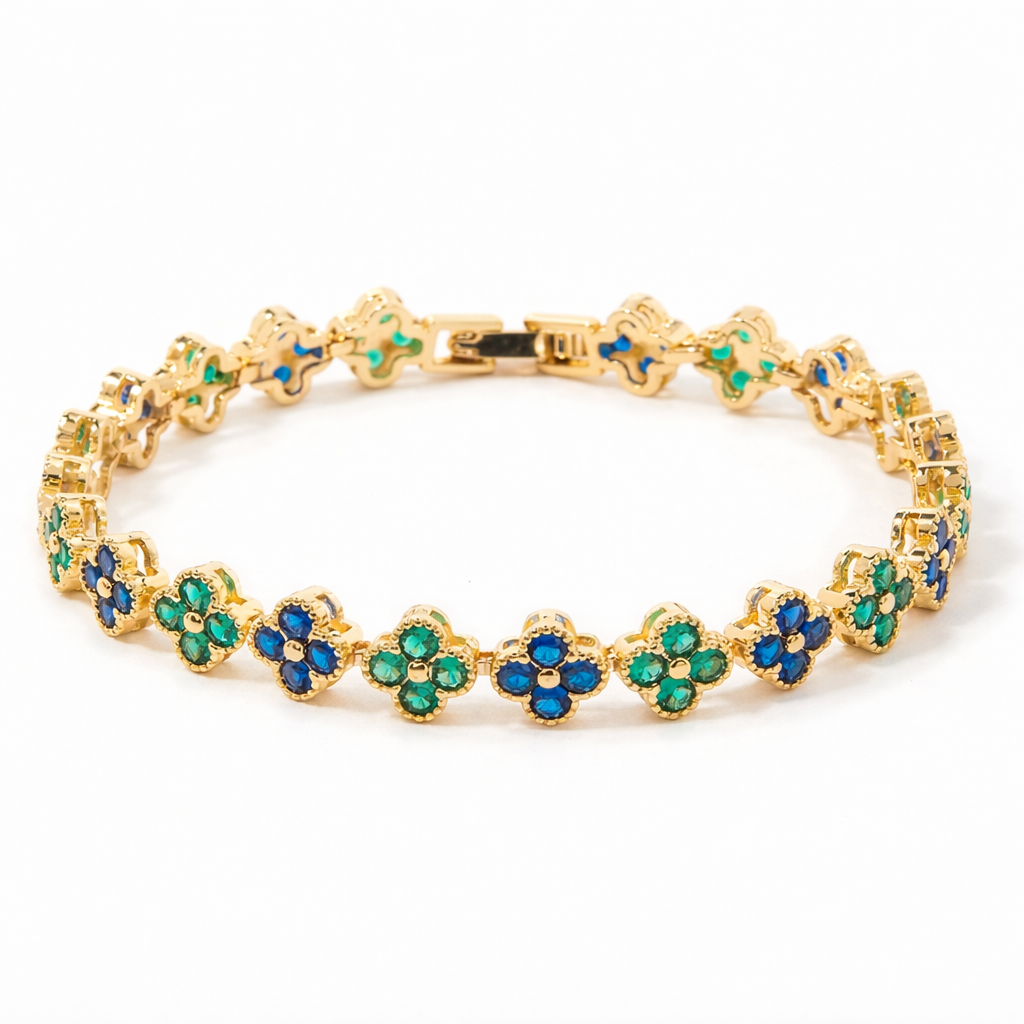 Emerald Sapphire Clover Bracelet